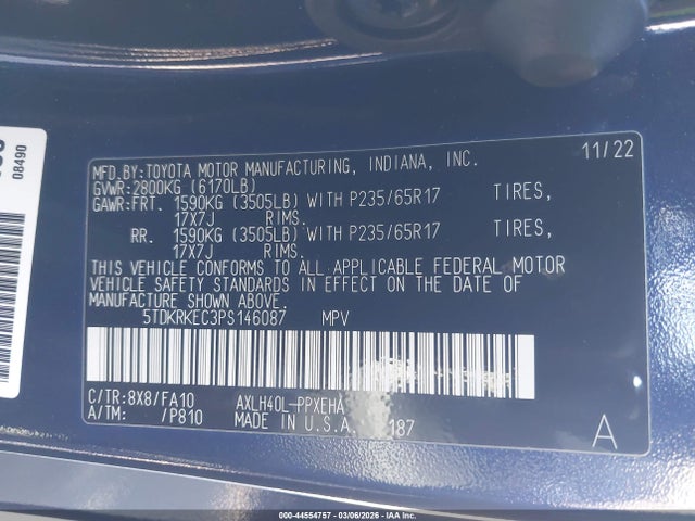 Toyota SIENNA LE 2023 5TDKRKEC3PS146087 Image 9