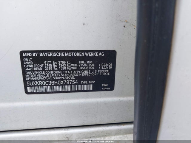 Aukcja sprzedaży 2017 Bmw X5 Xdrive35i, vin: 5UXKR0C36H0X78754, numer aukcji: 44554766