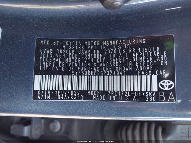 Toyota Corolla S Plus 2016 5YFBURHE8GP374941 Image 9