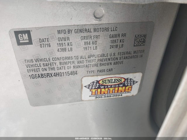 1G6AB5RX4H0115484 Cadillac Ats Luxury Rwd
