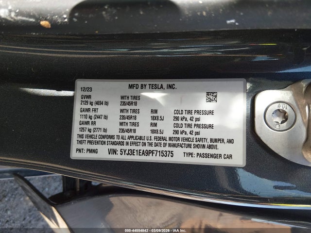 Aukcja sprzedaży 2023 Tesla Model 3 Rear-wheel Drive, vin: 5YJ3E1EA9PF715375, numer aukcji: 44554842