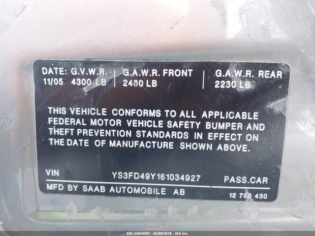 2006 SAAB 9-3 YS3FD49Y161034927 Photo 8
