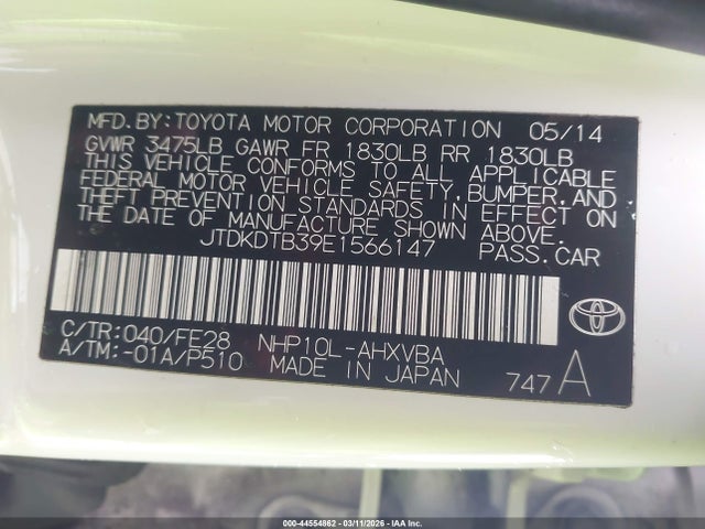 2014 TOYOTA PRIUS C JTDKDTB39E1566147 Photo 8