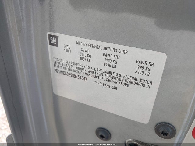 2008 CHEVROLET IMPALA 2G1WC583989251347 Photo 8