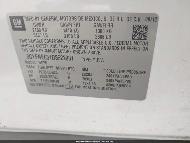 Aukcja sprzedaży 2013 Cadillac Srx Premium Collection, vin: 3GYFNEE31DS522981, numer aukcji: 44554919