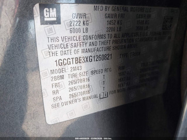 1GCGTBE3XG1260821 Chevrolet Colorado Wt