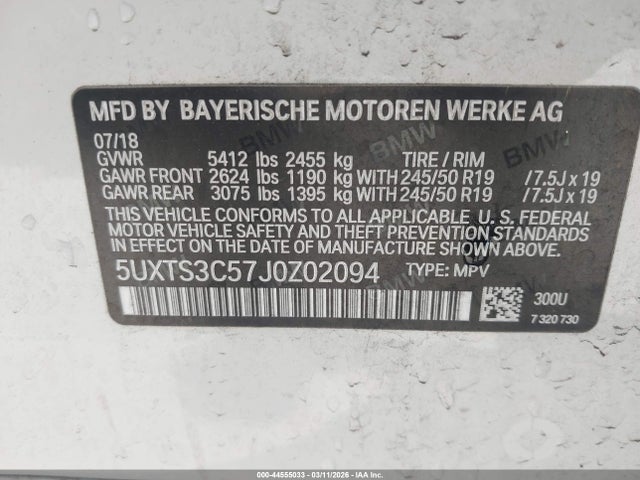 2018 BMW X3 5UXTS3C57J0Z02094 Photo 8