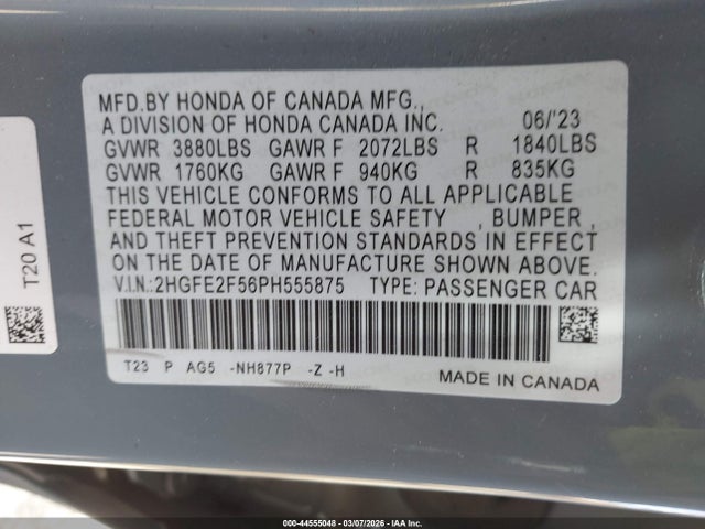 Honda Civic Sport 2023 2HGFE2F56PH555875 Image 9