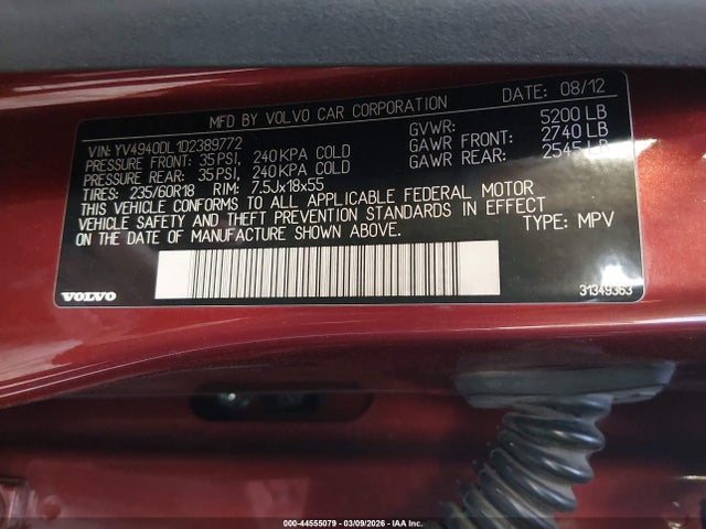 2013 VOLVO XC60 YV4940DL1D2389772 Photo 8