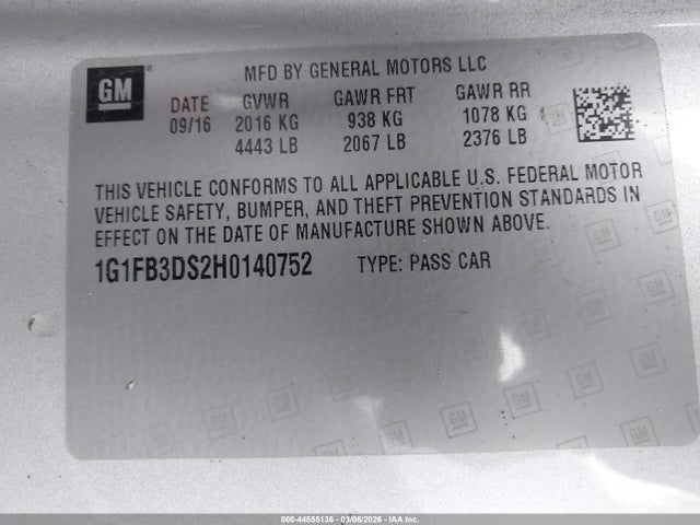 2017 CHEVROLET CAMARO 1G1FB3DS2H0140752 Photo 8