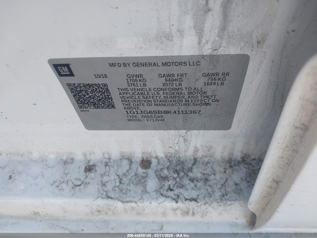 1G1JG6SB8K4111367 Chevrolet Sonic Lt Auto