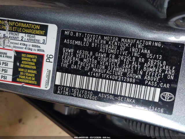 2013 TOYOTA CAMRY 4T4BF1FK4DR312988 Photo 8