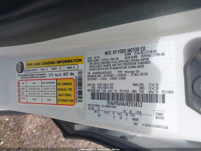 Ford Fusion Hybrid S 2018 3FA6P0UU6JR235853 Image 9