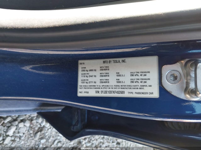 Tesla Model 3 Long Range/performance 2019 5YJ3E1EB7KF452689 Image 9