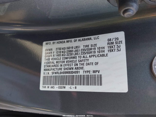 Honda Odyssey Touring 2021 5FNRL6H89MB004891 Image 9