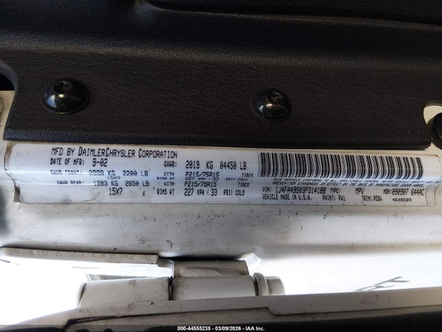 2003 JEEP WRANGLER 1J4FA49S03P314188 Photo 8