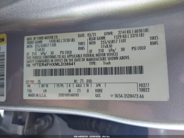 Ford Ranger Xlt 2021 1FTER4FHXMLD38641 Image 9