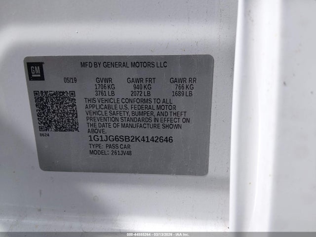 1G1JG6SB2K4142646 Chevrolet Sonic Lt Auto