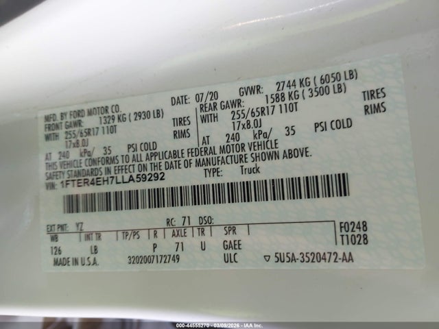 2020 FORD RANGER 1FTER4EH7LLA59292 Photo 8