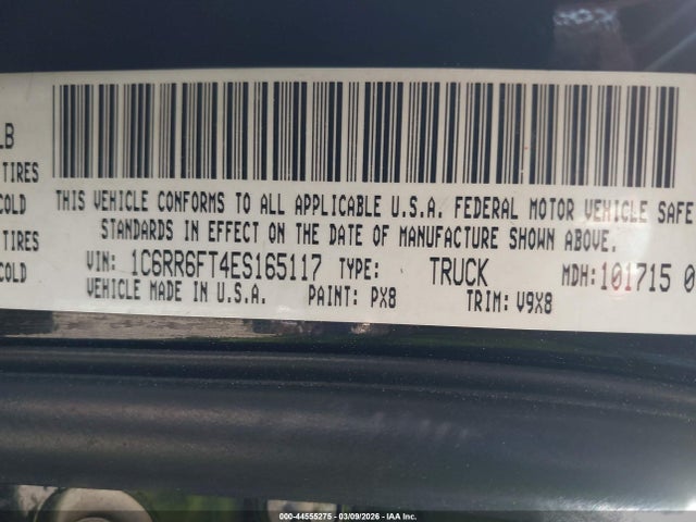 2014 Ram 1500 Express მანქანა იყიდება აუქციონზე, vin: 1C6RR6FT4ES165117, აუქციონის ნომერი: 44555275
