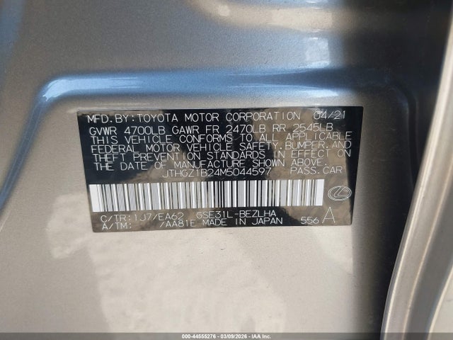 Продажа на аукционе авто 2021 Lexus Is 350 F Sport, vin: JTHGZ1B24M5044597, номер лота: 44555276