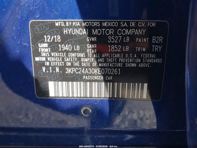 Hyundai ACCENT SE 2019 3KPC24A30KE070261 Image 9