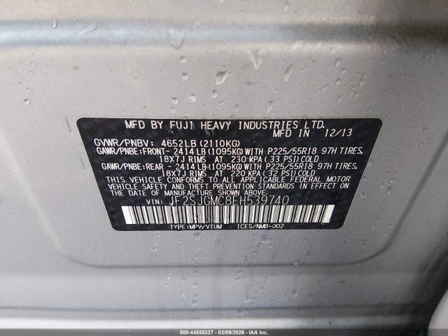 Aukcja sprzedaży 2014 Subaru Forester 2.0xt Touring, vin: JF2SJGMC8EH539740, numer aukcji: 44555327