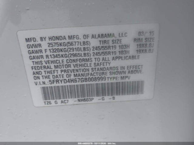 Продаж на аукціоні авто 2016 Acura Mdx, vin: 5FRYD4H67GB008999, номер лоту: 44555379