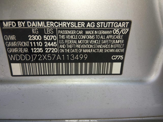 Продаж на аукціоні авто 2007 Mercedes-benz Cls 550, vin: WDDDJ72X57A113499, номер лоту: 44555387