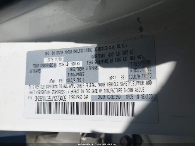 3MZBN1L39JM270409 Mazda Mazda3 Touring