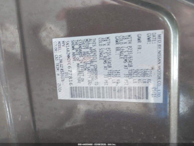 Nissan Pathfinder Sl 2015 5N1AR2MM2FC677816 Image 9