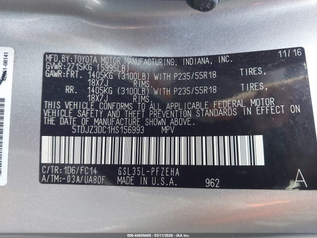 Toyota Sienna Le 7 Passenger 2017 5TDJZ3DC1HS156993 Image 9
