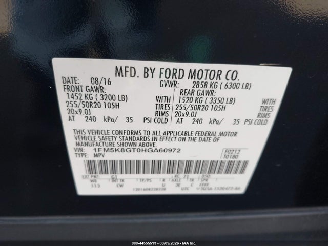1FM5K8GT0HGA60972 Ford EXPLORER SPORT