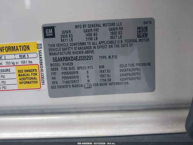 Продажа на аукционе авто 2014 Buick Enclave Leather, vin: 5GAKRBKD4EJ335291, номер лота: 44555656