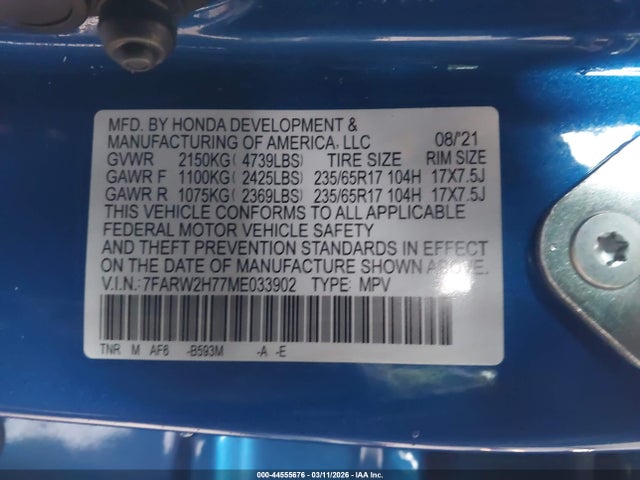 7FARW2H77ME033902 Honda Cr-v Awd Special Edition