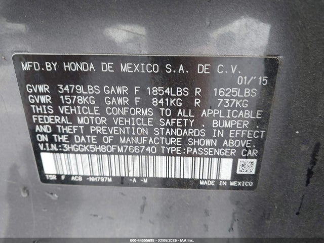 3HGGK5H80FM766740 Honda Fit Ex/ex-l