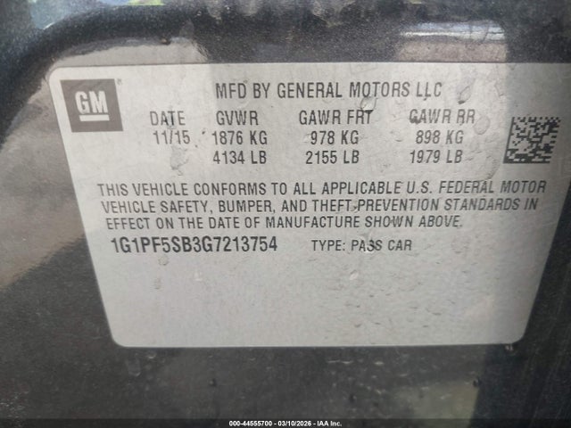 1G1PF5SB3G7213754 Chevrolet Cruze Limited 2lt Auto