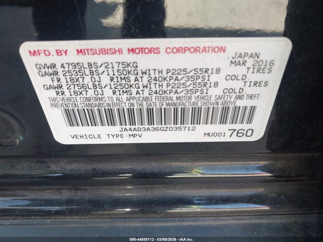 2016 MITSUBISHI OUTLANDER JA4AD3A36GZ035712 Photo 8