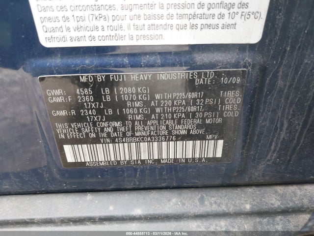 2010 SUBARU OUTBACK 4S4BRBKC0A3336776 Photo 8