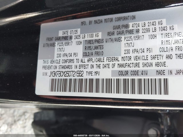 2025 MAZDA CX-5 JM3KFBCM2S0721562 Photo 8