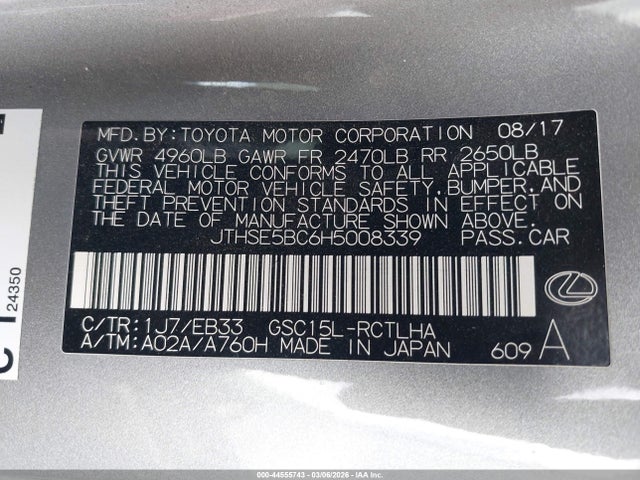 2017 LEXUS RC 350 JTHSE5BC6H5008339 Photo 8
