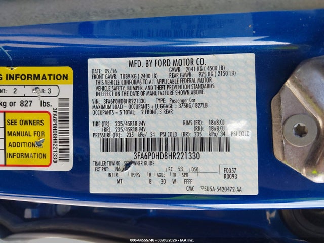 2017 FORD FUSION 3FA6P0HD8HR221330 Photo 8