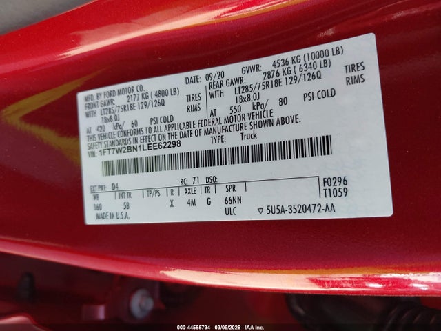 1FT7W2BN1LEE62298 Ford F-250 Lariat