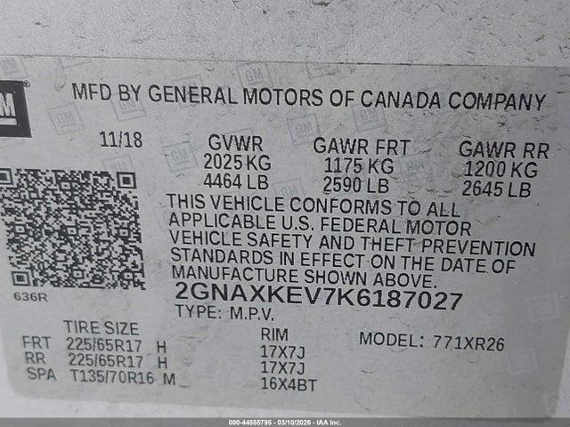 Chevrolet EQUINOX LT 2019 2GNAXKEV7K6187027 Image 9
