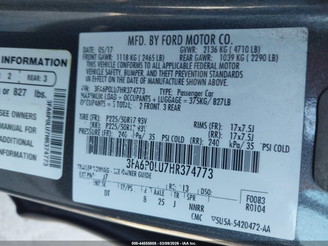 Ford Fusion Hybrid Se 2017 3FA6P0LU7HR374773 Image 9