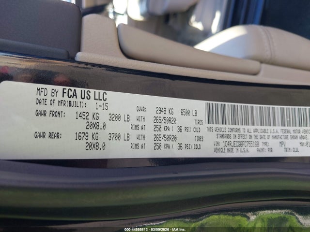 1C4RJECG6FC755168 Jeep Grand Cherokee Overland
