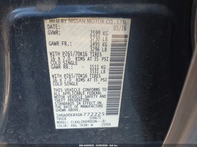 Nissan Frontier Sv 2016 1N6AD0ERXGN772225 Image 9