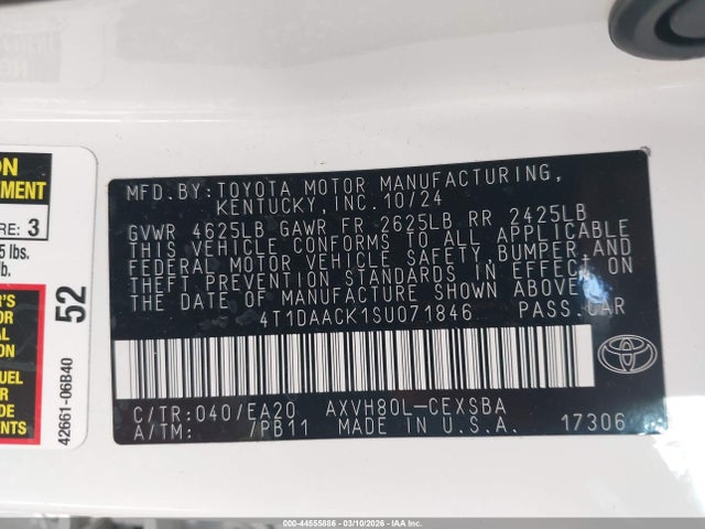 Toyota CAMRY SE 2025 4T1DAACK1SU071846 Image 9