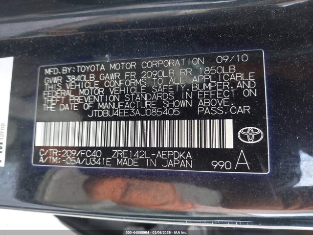Продаж на аукціоні авто 2010 Toyota Corolla Le, vin: JTDBU4EE3AJ085405, номер лоту: 44555904