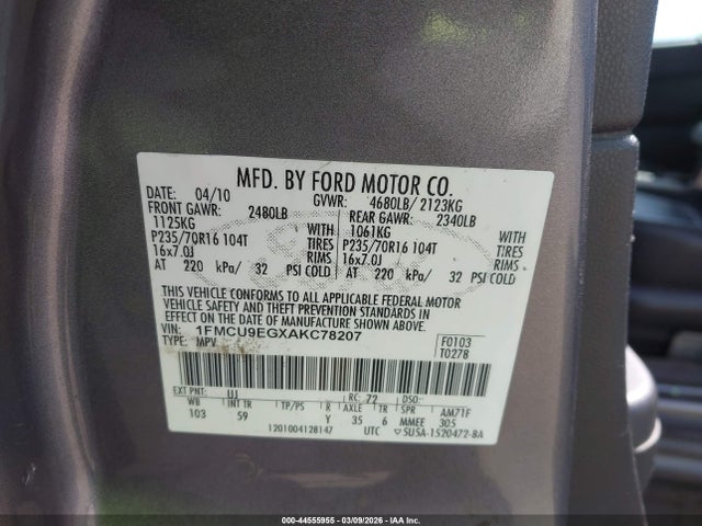 2010 FORD ESCAPE 1FMCU9EGXAKC78207 Photo 8